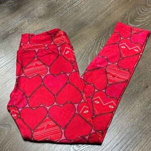 LuLaRoe Women’s Leggings with Red Heart Pattern